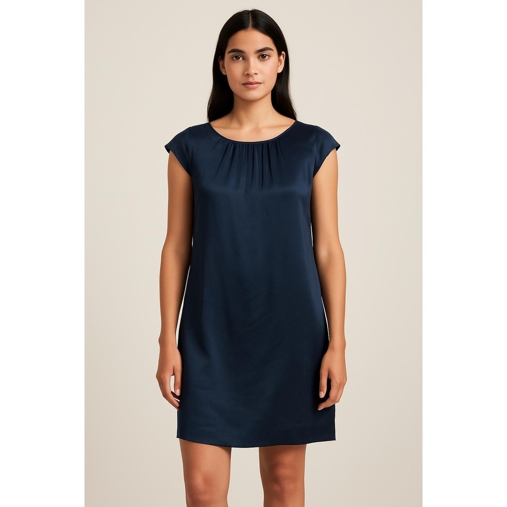 Banana Republic Mini Shift Dress 100% Silk Women's‎ SZ 8 Navy Blue